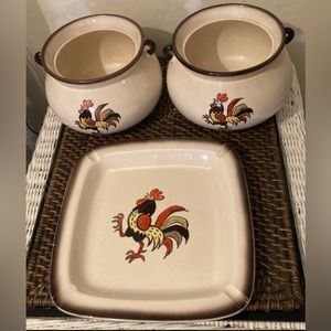 Vintage 30s Metlox Poppytrail Rooster Ashtray/Tray